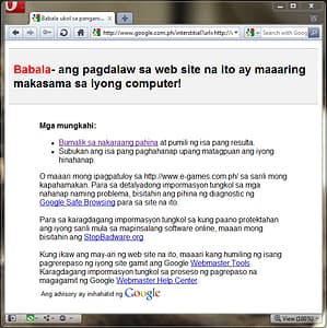 E-Games tagged by Google as potential malware